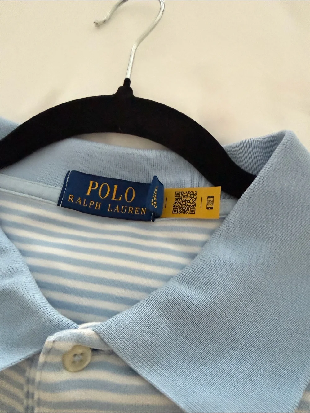 Ralph Lauren Light Blue & White Soft Cotton Striped Polo Shirt